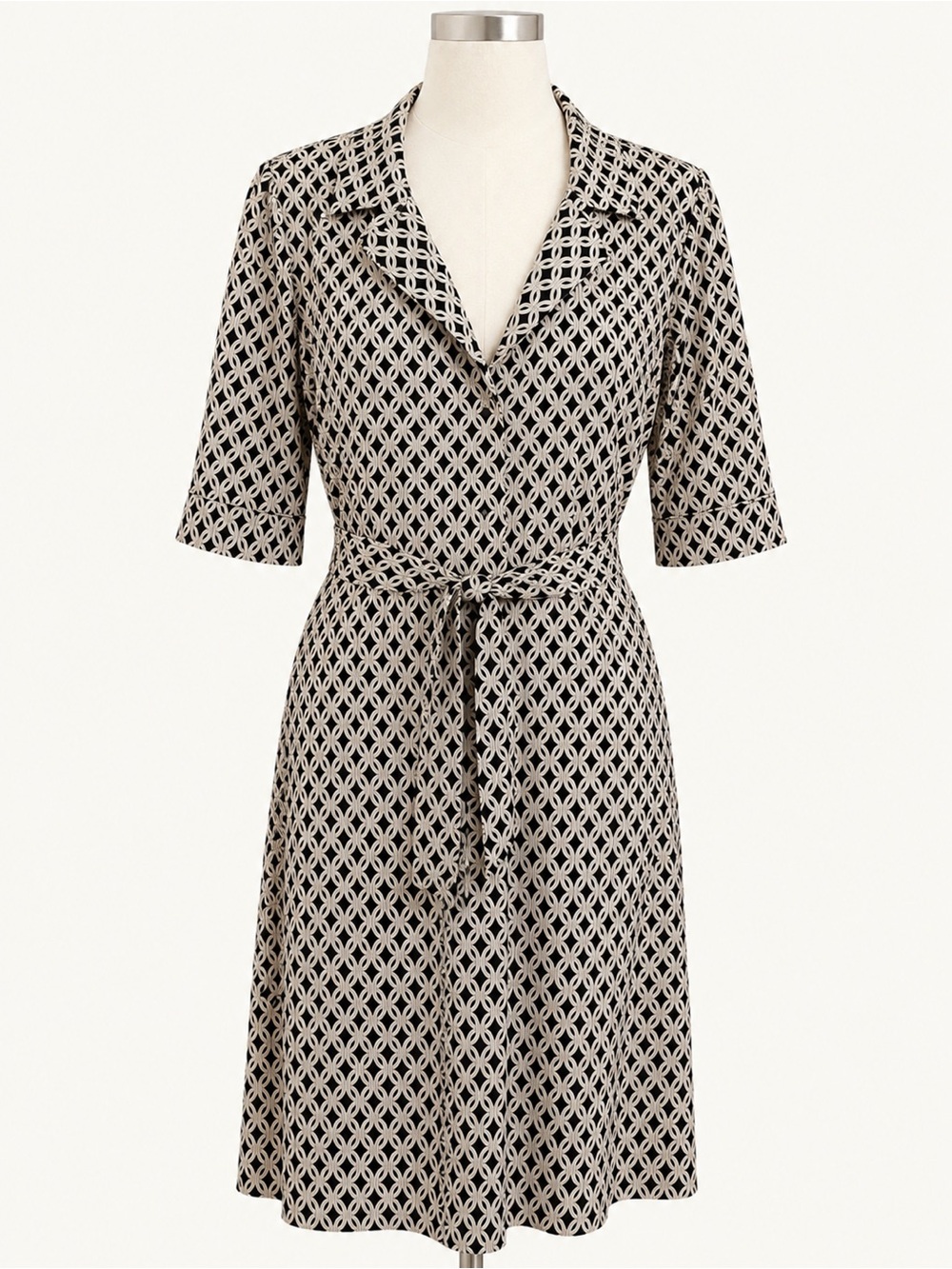 Laundry by Shelli Segal Geometric Wrap Shirt Dress Belted Size 8